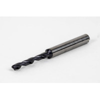 3.7mm Ø Carbide Drill, 6mm Shank x 140° Point Angle x 27° Helix, 5XD, 2 Flute, TiAlN Coated, Inox / SS, TSC