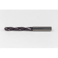 7mm Ø Carbide Drill, 8mm Shank x 140° Point Angle x 27° Helix, 5XD, 2 Flute, TiAlN Coated, Inox / SS, TSC