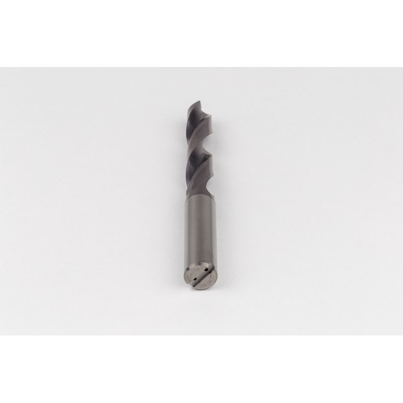 11.2mm Ø Carbide Drill, 12mm Shank x 140° Point Angle x 28° Helix, 5XD, 2 Flute, TiAlN Coated, Inox / SS, TSC