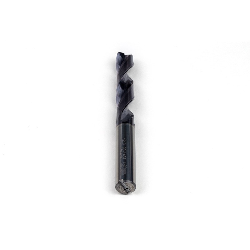 12mm Ø Carbide Drill, 12mm Shank x 140° Point Angle x 30° Helix, 5XD, 2 Flute, TiAlN Coated, Inox / SS, TSC
