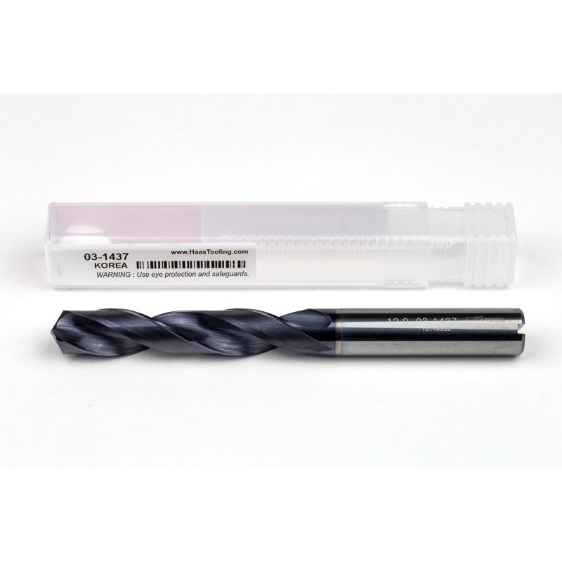 12mm Ø Carbide Drill, 12mm Shank x 140° Point Angle x 30° Helix, 5XD, 2 Flute, TiAlN Coated, Inox / SS, TSC