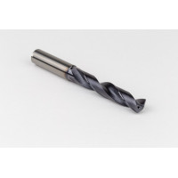 Твердосплавне свердло Ø 12,5 мм, хвостовик 14 мм x кут вершини 140° x спіраль 27°, 5XD, 2 канавки, покриття TiAlN, нержавіюча сталь / нержавіюча сталь, TSC