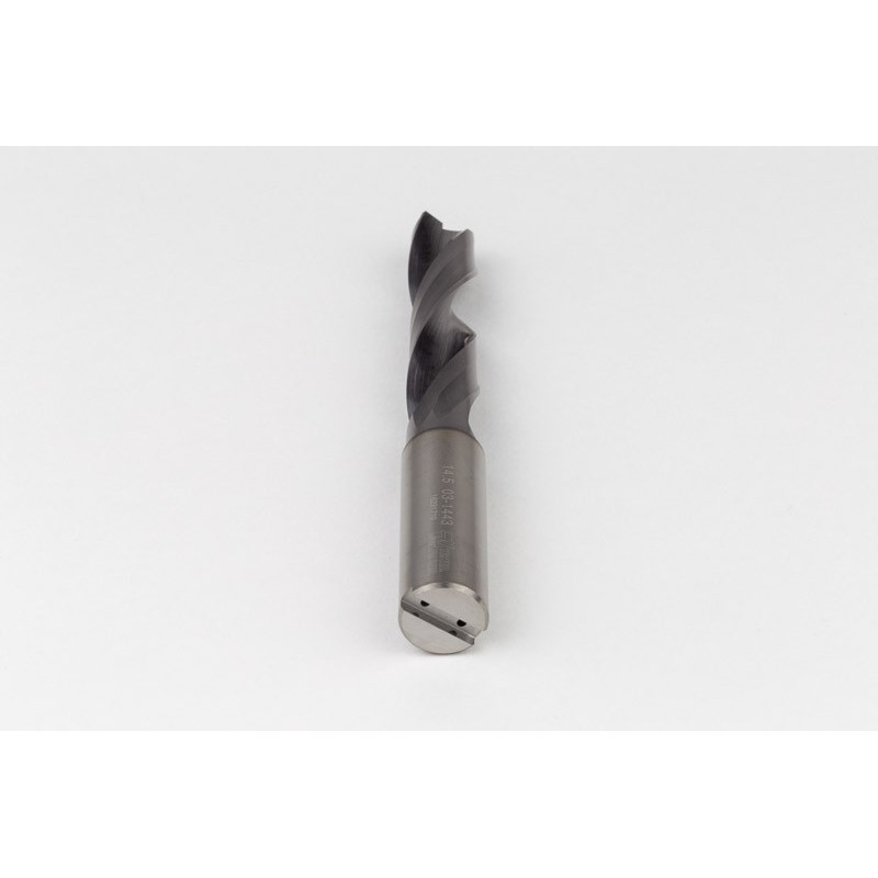 15mm Ø Carbide Drill, 16mm Shank x 140° Point Angle x 28° Helix, 5XD, 2 Flute, TiAlN Coated, Inox / SS, TSC