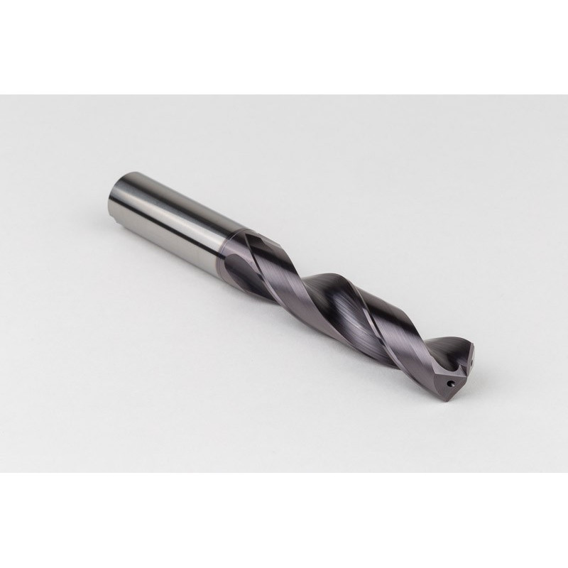 16mm Ø Carbide Drill, 16mm Shank x 140° Point Angle x 30° Helix, 5XD, 2 Flute, TiAlN Coated, Inox / SS, TSC