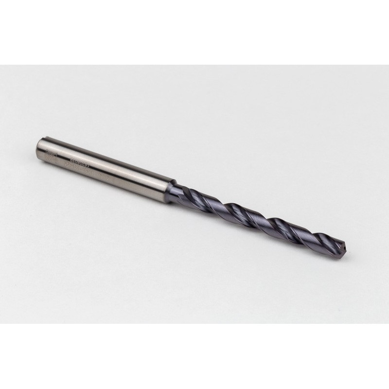4.5mm Ø Carbide Drill, 6mm Shank x 140° Point Angle x 32° Helix, 8XD, 2 Flute, TiAlN Coated, GP, TSC