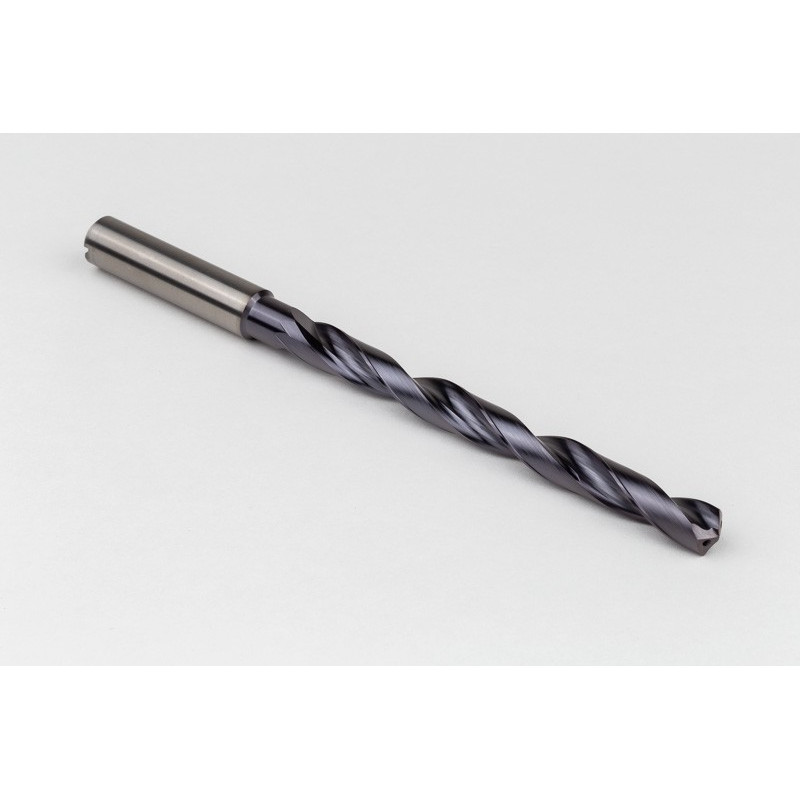Твердосплавне свердло Ø 8,5 мм, хвостовик 10 мм x кут вершини 140° x спіраль 26°, 8XD, 2 канавки, покриття TiAlN, GP, TSC