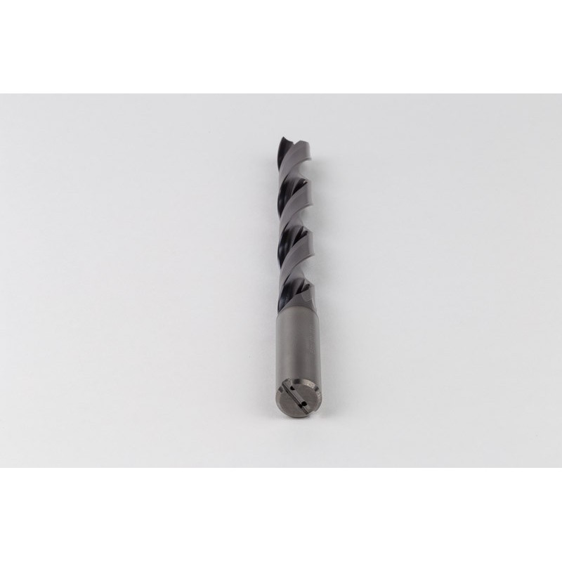 12.5mm Ø Carbide Drill, 14mm Shank x 140° Point Angle x 27° Helix, 8XD, 2 Flute, TiAlN Coated, GP, TSC