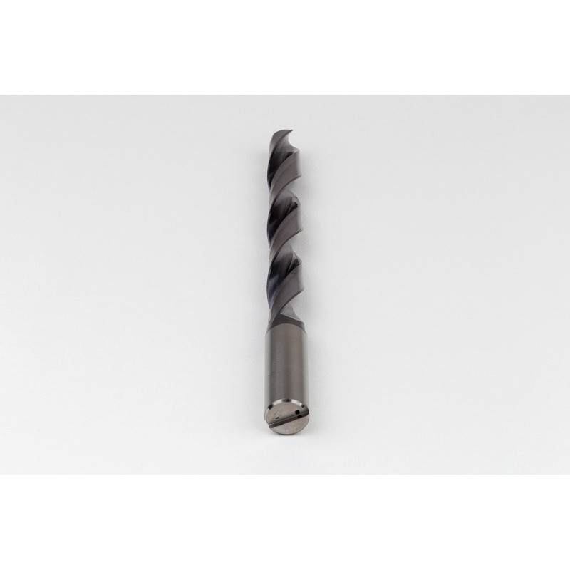 15mm Ø Carbide Drill, 16mm Shank x 140° Point Angle x 28° Helix, 8XD, 2 Flute, TiAlN Coated, GP, TSC