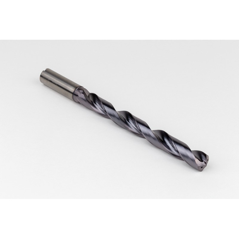 15.5mm Ø Carbide Drill, 16mm Shank x 140° Point Angle x 29° Helix, 8XD, 2 Flute, TiAlN Coated, GP, TSC