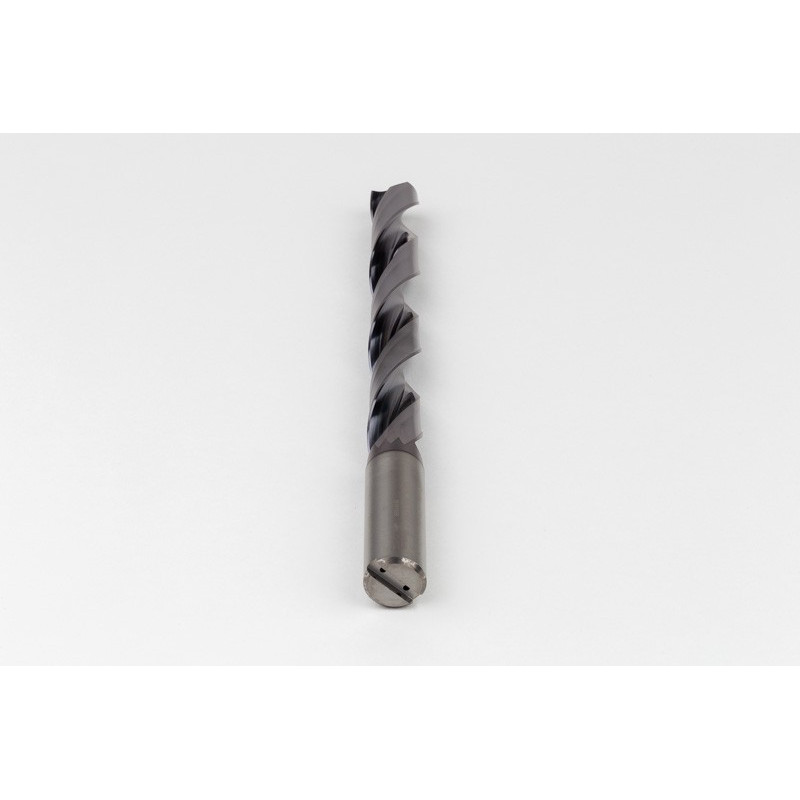 15.5mm Ø Carbide Drill, 16mm Shank x 140° Point Angle x 29° Helix, 8XD, 2 Flute, TiAlN Coated, GP, TSC