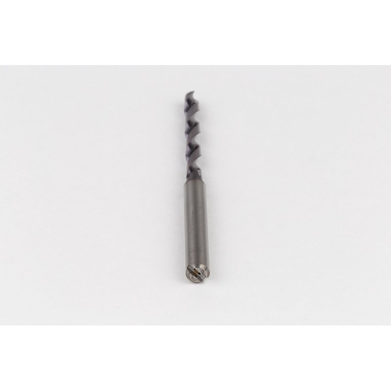 4.5mm Ø Carbide Drill, 6mm Shank x 140° Point Angle x 32° Helix, 8XD, 2 Flute, TiAlN Coated, Inox / SS, TSC