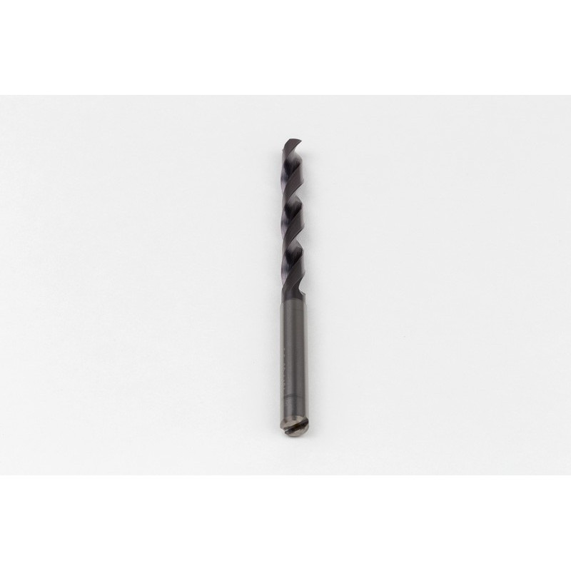 5.5mm Ø Carbide Drill, 6mm Shank x 140° Point Angle x 28° Helix, 8XD, 2 Flute, TiAlN Coated, Inox / SS, TSC