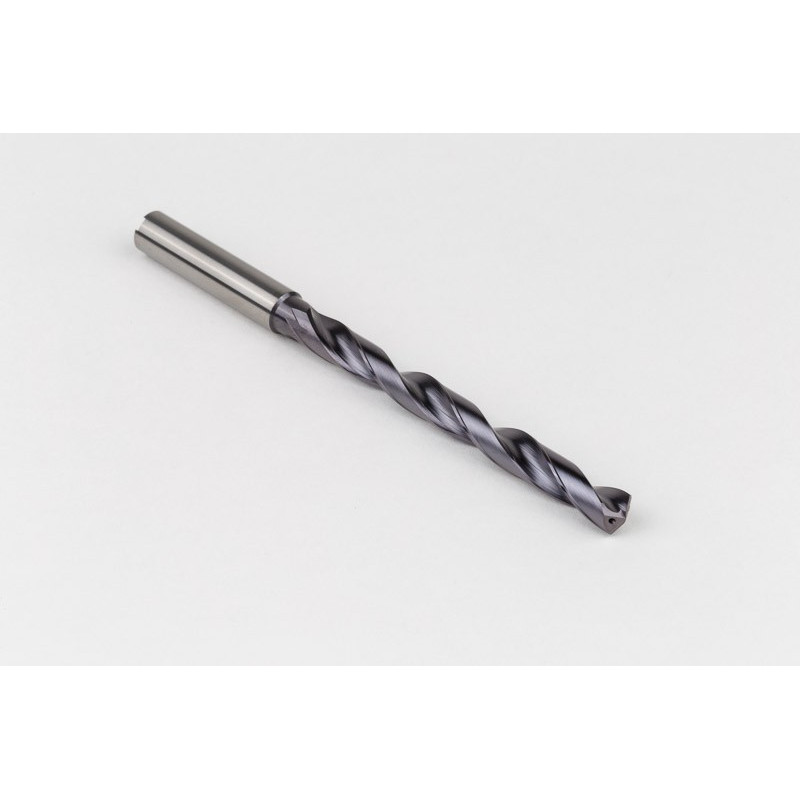 Твердосплавне свердло Ø 7 мм, хвостовик 8 мм x кут вістря 140° x спіраль 27°, 8XD, 2 канавки, покриття TiAlN, нержавіюча сталь / нержавіюча сталь, TSC