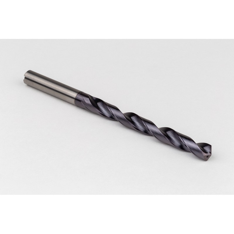 Твердосплавне свердло Ø 8 мм, хвостовик 8 мм x кут вістря 140° x спіраль 30°, 8XD, 2 канавки, покриття TiAlN, нержавіюча сталь / нержавіюча сталь, TSC