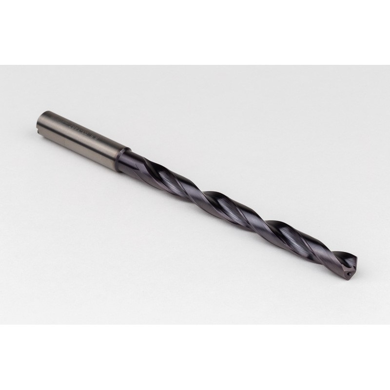 Твердосплавне свердло Ø 8,5 мм, хвостовик 10 мм x кут вістря 140° x спіраль 26°, 8XD, 2 канавки, покриття TiAlN, нержавіюча сталь / сталь, TSC