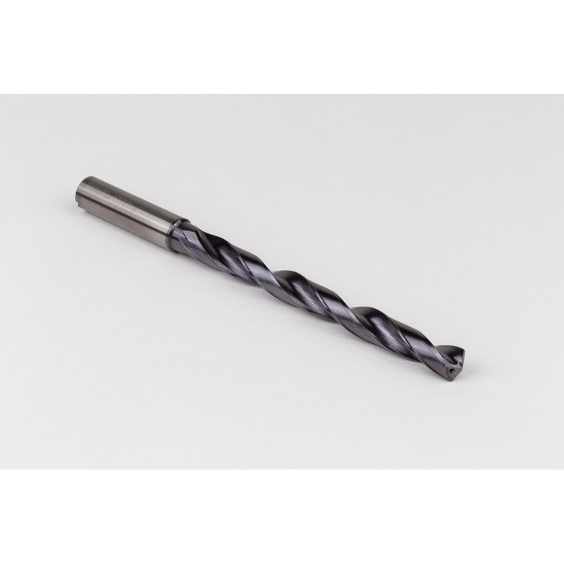 11.5mm Ø Carbide Drill, 12mm Shank x 140° Point Angle x 29° Helix, 8XD, 2 Flute, TiAlN Coated, Inox / SS, TSC