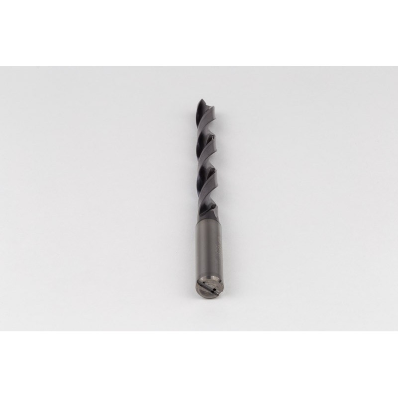 11.5mm Ø Carbide Drill, 12mm Shank x 140° Point Angle x 29° Helix, 8XD, 2 Flute, TiAlN Coated, Inox / SS, TSC