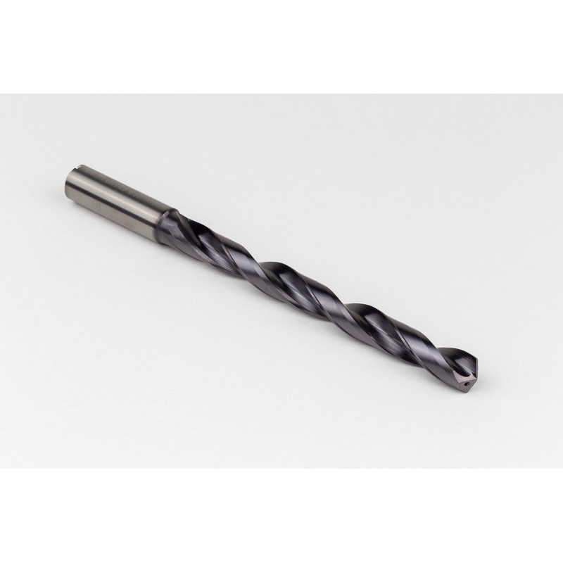 Твердосплавне свердло Ø 12,5 мм, хвостовик 14 мм x кут вершини 140° x спіраль 27°, 8XD, 2 канавки, покриття TiAlN, нержавіюча сталь / нержавіюча сталь, TSC