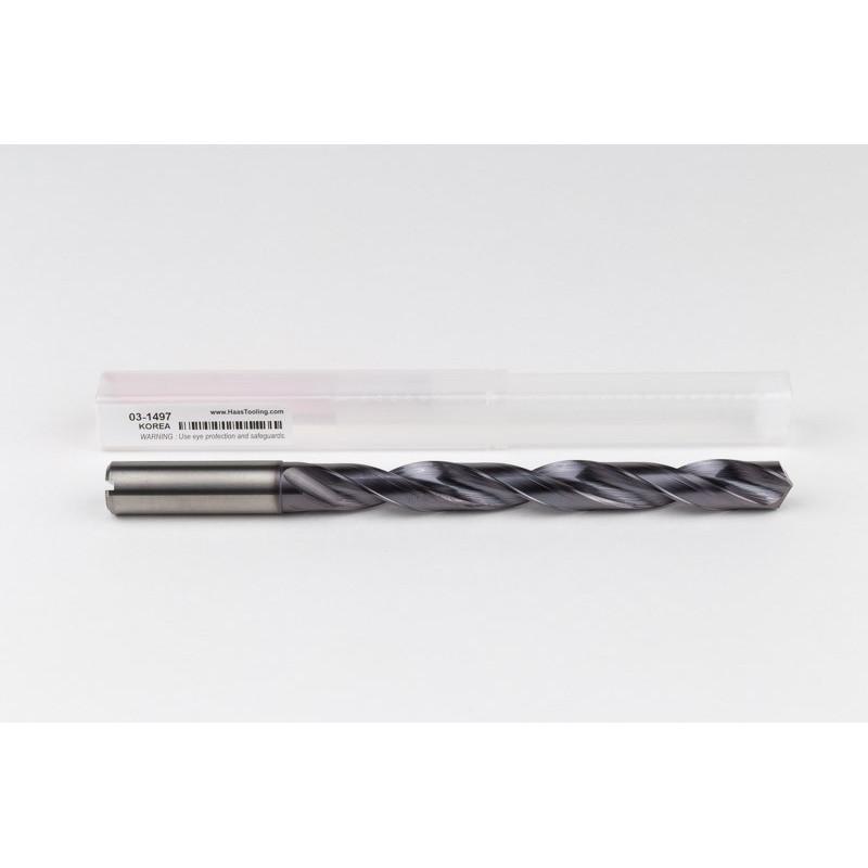 13mm Ø Carbide Drill, 14mm Shank x 140° Point Angle x 28° Helix, 8XD, 2 Flute, TiAlN Coated, Inox / SS, TSC