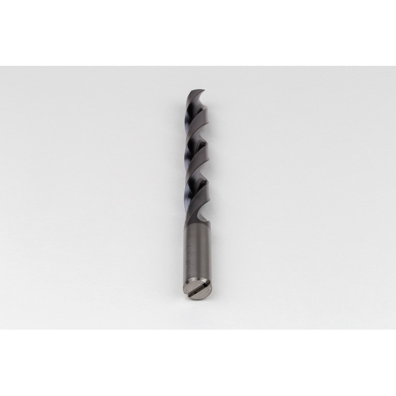 14mm Ø Carbide Drill, 14mm Shank x 140° Point Angle x 30° Helix, 8XD, 2 Flute, TiAlN Coated, Inox / SS, TSC