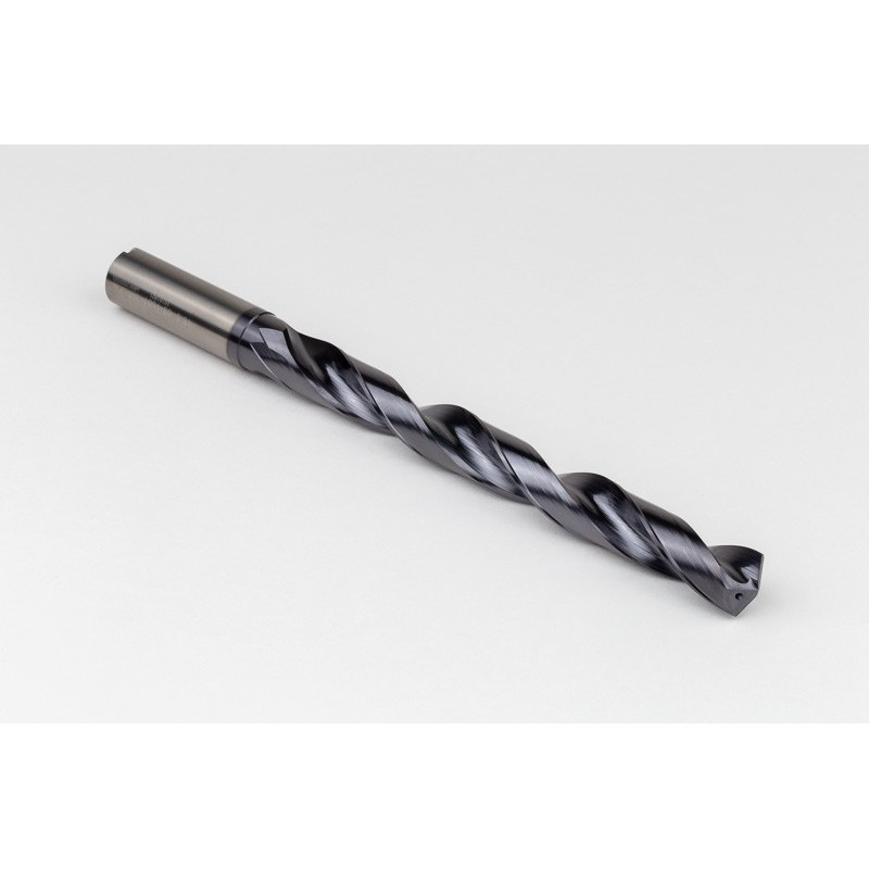 Твердосплавне свердло Ø 15,5 мм, хвостовик 16 мм x кут вершини 140° x спіраль 29°, 8XD, 2 канавки, покриття TiAlN, нержавіюча сталь / нержавіюча сталь, TSC