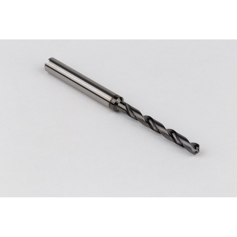 4mm Ø Carbide Drill, 6mm Shank x 118° Point Angle x 29° Helix, 5XD, 2 Flute, DLC Coated, AL, TSC