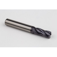 12mm Dia. Carbide Fine Roughing End Mill, 4 Flute, TiAlN Coated, 12mm Smooth Shank x 26mm LOC, 0.55mm Chamfer, FPCHH