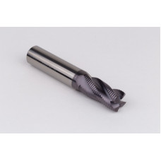 16mm Dia. Carbide Fine Roughing End Mill, 4 Flute, TiAlN Coated, 16mm Smooth Shank x 32mm LOC, 0.55mm Chamfer, FPCHH
