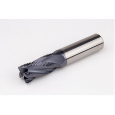 20mm Dia. Carbide Fine Roughing End Mill, 4 Flute, TiAlN Coated, 20mm Smooth Shank x 38mm LOC, 0.55mm Chamfer, FPCHH