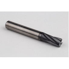 10mm Dia. Carbide Fine Roughing End Mill, 4 Flute, Hyb. AlCrN Coated, 10mm Smooth Shank x 22mm LOC, 0.6mm Chamfer, FPCLH