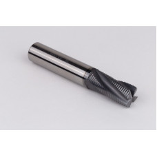 16mm Dia. Carbide Fine Roughing End Mill, 4 Flute, Hyb. AlCrN Coated, 16mm Smooth Shank x 32mm LOC, 0.6mm Chamfer, FPCLH