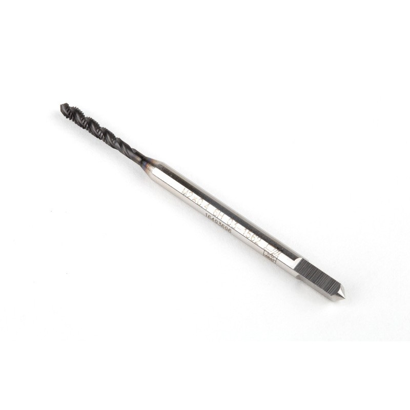 M2x0.4 M HSS-E Spiral Flute Tap, 2.8mm Shank x 8mm Thread Length, 2.5XD, Mod. Bottoming, 3 Flute, 6H, Hardslick Coated