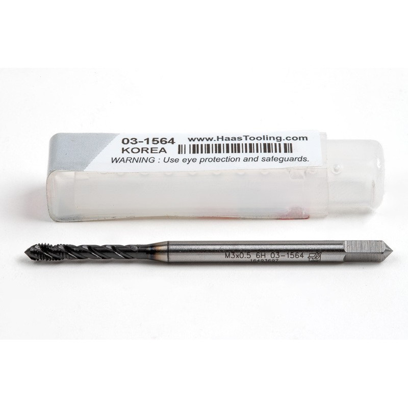 M3x0.5 M HSS-E Spiral Flute Tap, 3.5mm Shank x 6mm Thread Length, 2.5XD, Mod. Bottoming, 3 Flute, 6H, Hardslick Coated