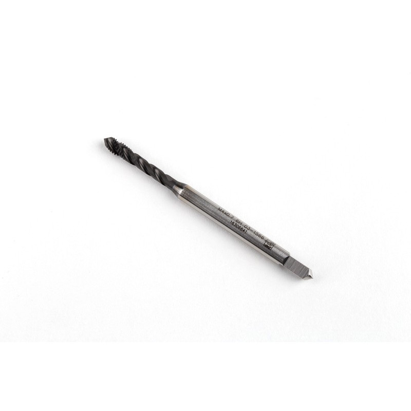 M4x0.7 M HSS-E Spiral Flute Tap, 4.5mm Shank x 7mm Thread Length, 2.5XD, Mod. Bottoming, 3 Flute, 6H, Hardslick Coated