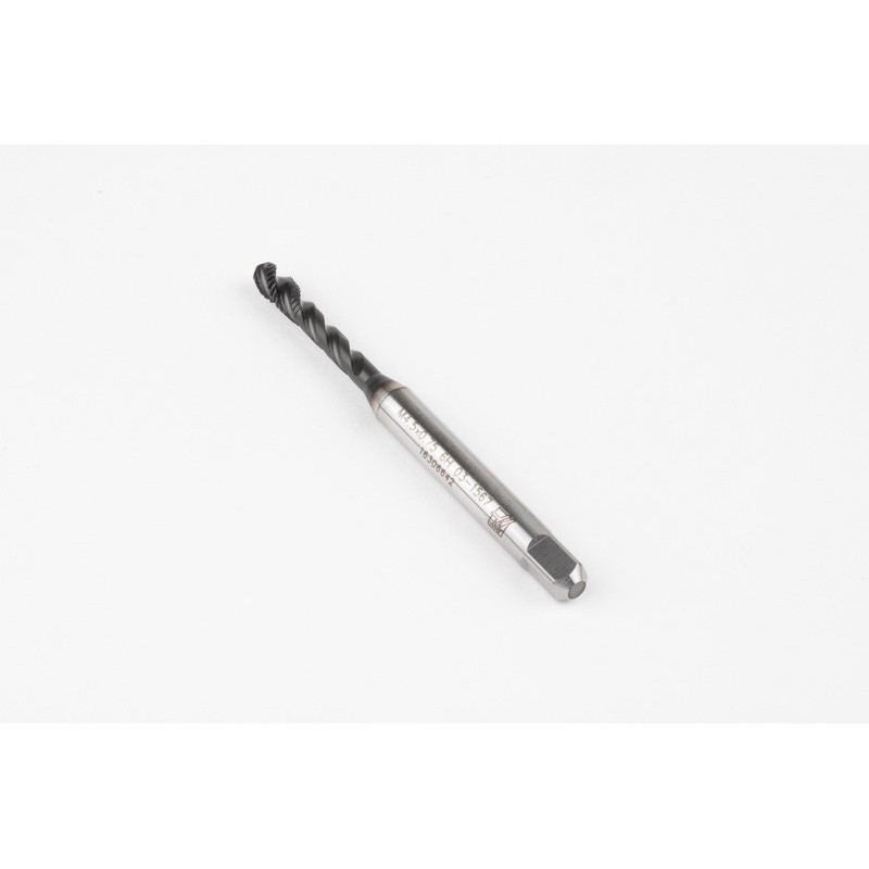 M4.5x0.75 M HSS-E Spiral Flute Tap, 6mm Shank x 8mm Thread Length, 2.5XD, Mod. Bottoming, 3 Flute, 6H, Hardslick Coated