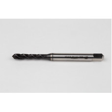 M5x0.8 M HSS-E Spiral Flute Tap, 6mm Shank x 8mm Thread Length, 2.5XD, Mod. Bottoming, 3 Flute, 6H, Hardslick Coated