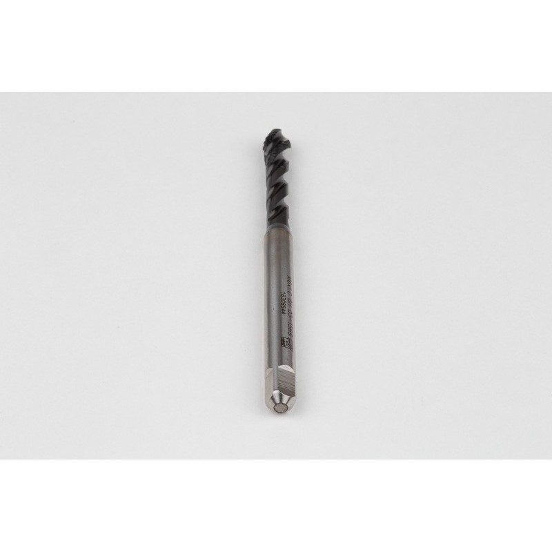 M6x1.0 M HSS-E Spiral Flute Tap, 6mm Shank x 10mm Thread Length, 2.5XD, Mod. Bottoming, 3 Flute, 6H, Hardslick Coated