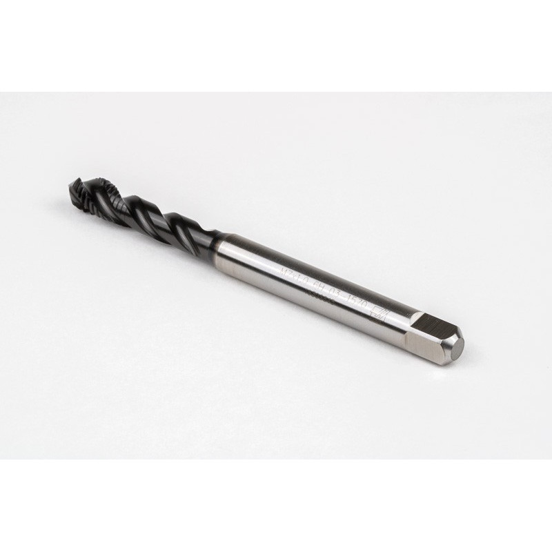 M7x1.0 M HSS-E Spiral Flute Tap, 7mm Shank x 10mm Thread Length, 2.5XD, Mod. Bottoming, 3 Flute, 6H, Hardslick Coated