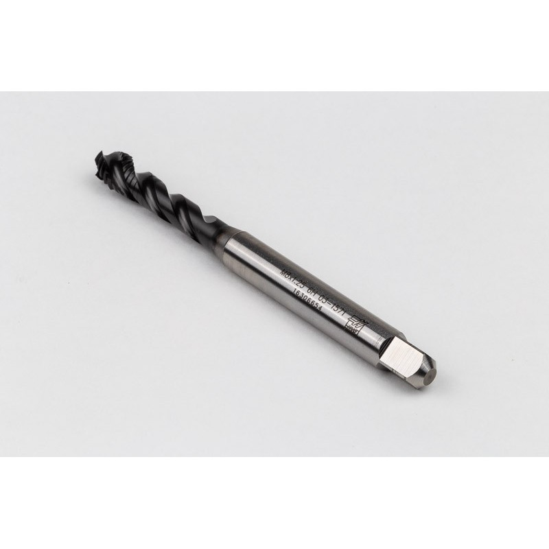 M8x1.25 M HSS-E Spiral Flute Tap, 8mm Shank x 13mm Thread Length, 2.5XD, Mod. Bottoming, 3 Flute, 6H, Hardslick Coated