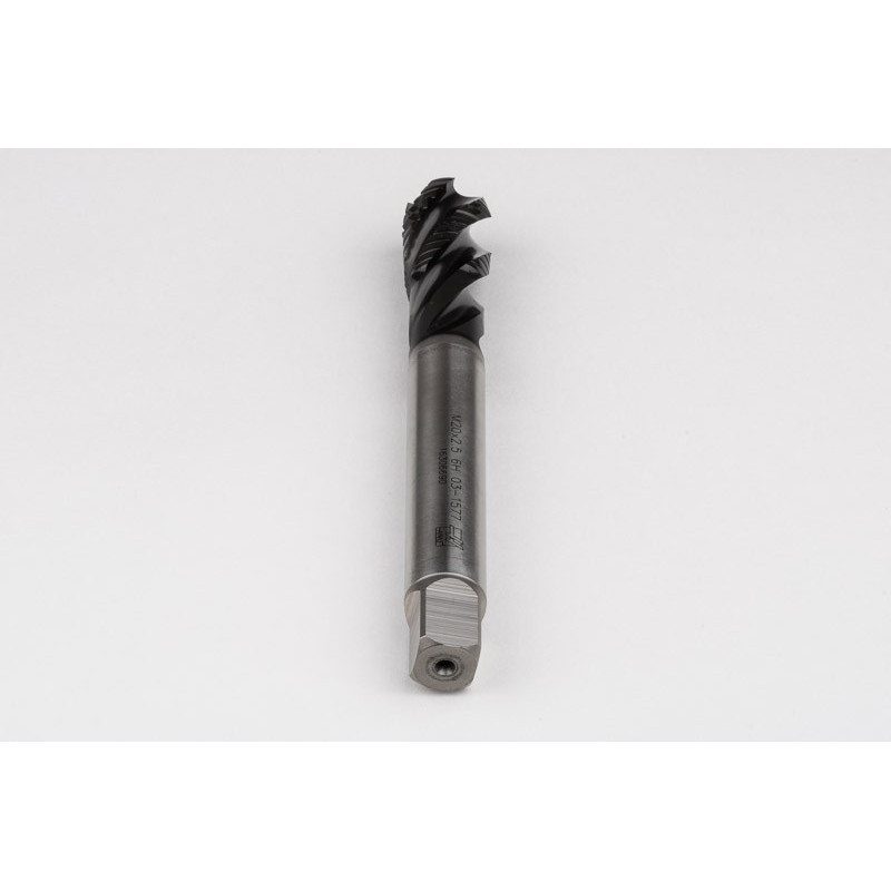 M20x2.5 M HSS-E Spiral Flute Tap, 16mm Shank x 25mm Thread Length, 2.5XD, Mod. Bottoming, 4 Flute, 6H, Hardslick Coated