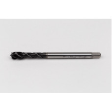 M8x1.0 MF HSS-E Spiral Flute Tap, 6mm Shank x 10mm Thread Length, 2.5XD, Mod. Bottoming, 3 Flute, 6HX, Hardslick Coated