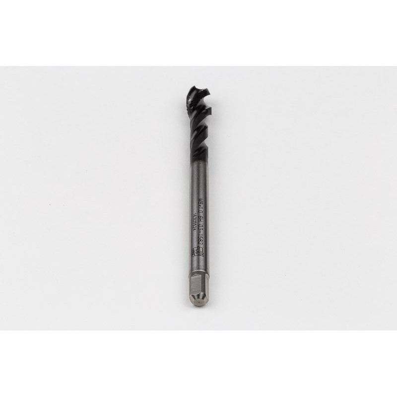 M8x1.0 MF HSS-E Spiral Flute Tap, 6mm Shank x 10mm Thread Length, 2.5XD, Mod. Bottoming, 3 Flute, 6HX, Hardslick Coated