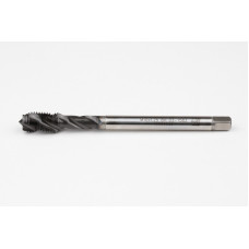 M10x1.25 MF HSS-E Spiral Flute Tap, 7mm Shank x 16mm Thread Length, 2.5XD, Mod. Bottoming, 3 Flute, 6HX, Hardslick Coated