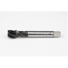 M16x1.5 MF HSS-E Spiral Flute Tap, 12mm Shank x 15mm Thread Length, 2.5XD, Mod. Bottoming, 3 Flute, 6HX, Hardslick Coated