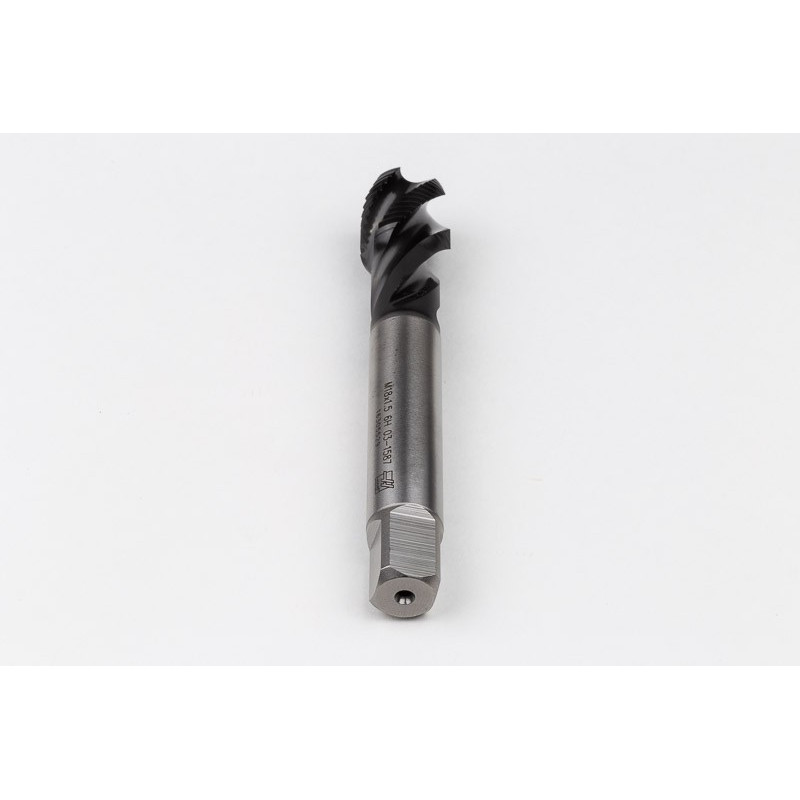 M18x1.5 MF HSS-E Spiral Flute Tap, 14mm Shank x 17mm Thread Length, 2.5XD, Mod. Bottoming, 4 Flute, 6HX, Hardslick Coated