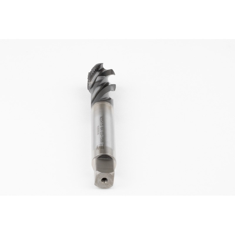 M20x1.5 MF HSS-E Spiral Flute Tap, 16mm Shank x 17mm Thread Length, 2.5XD, Mod. Bottoming, 4 Flute, 6HX, Hardslick Coated