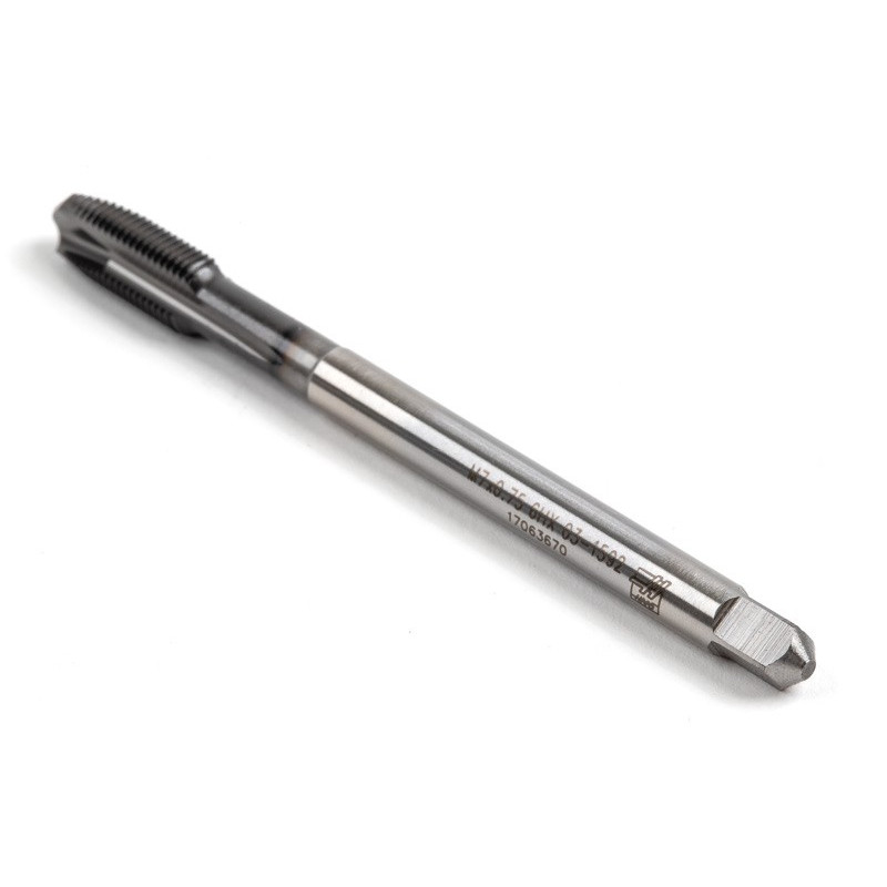 M7x0.75 MF HSS-E Spiral Point Tap, 5.5mm Shank x 14mm Thread Length, 3XD, Plug, 3 Flute, 6H, Hardslick Coated