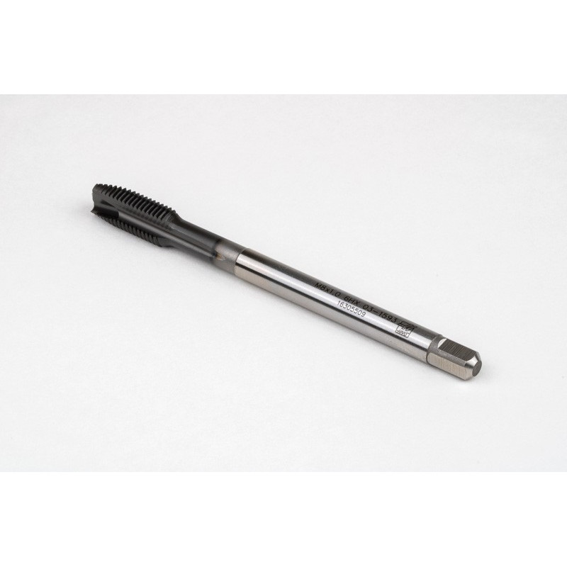 M8x1.0 MF HSS-E Spiral Point Tap, 6mm Shank x 17mm Thread Length, 3XD, Plug, 3 Flute, 6H, Hardslick Coated