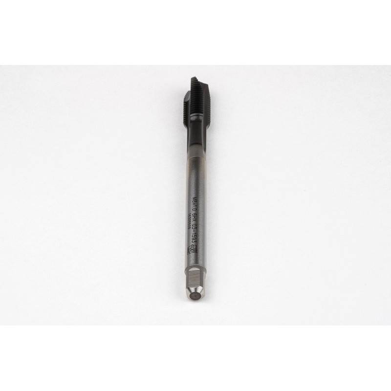 M8x1.0 MF HSS-E Spiral Point Tap, 6mm Shank x 17mm Thread Length, 3XD, Plug, 3 Flute, 6H, Hardslick Coated