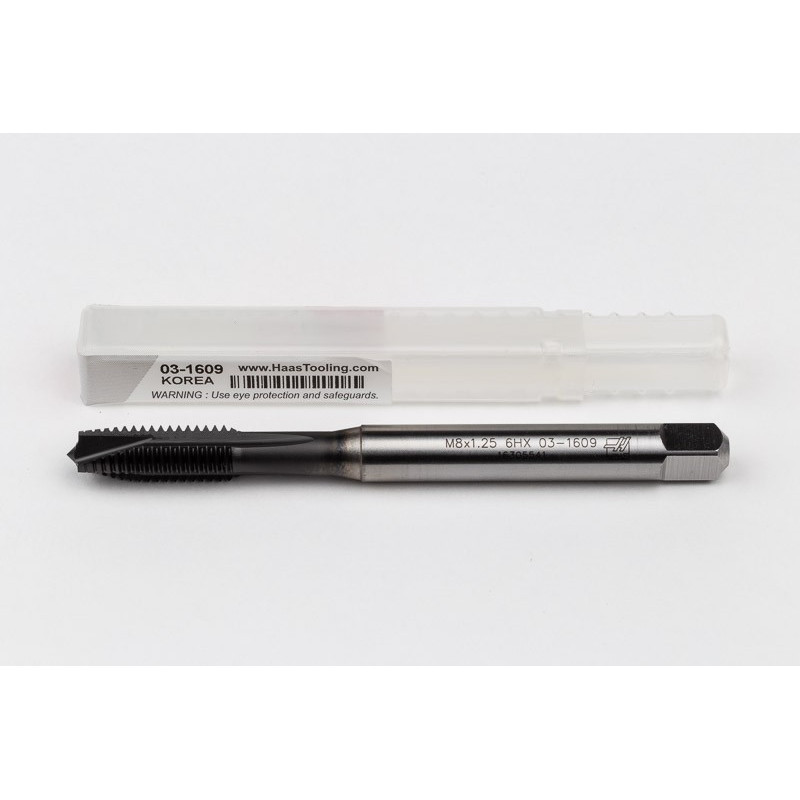 M8x1.25 M HSS-E Spiral Point Tap, 8mm Shank x 20mm Thread Length, 3XD, Plug, 3 Flute, 6HX, Hardslick Coated